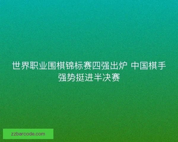 世界职业围棋锦标赛四强出炉 中国棋手强势挺进半决赛