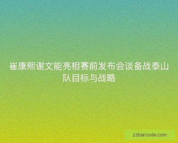 崔康熙谢文能亮相赛前发布会谈备战泰山队目标与战略